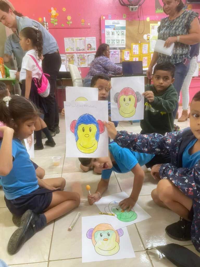 Photo of a coloring activity at Kids Day at Escuela de San Luis